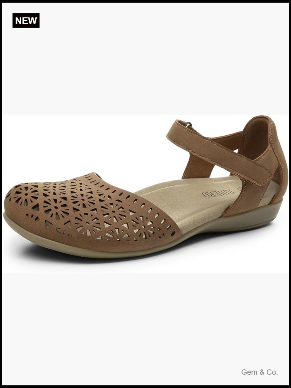 Closed Toe Flat Sandals with Arch Support & Adjustable Strap
